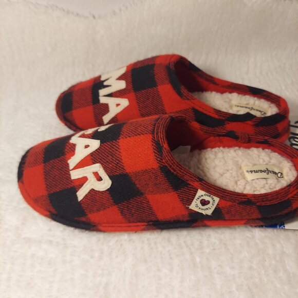 NWT Dearfoams “Mama Bear” Red Buffalo Plaid Slippers Size XL - Picture 8 of 9